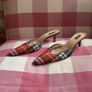 Vintage Kate Spade Plaid Wool Kitten Heel